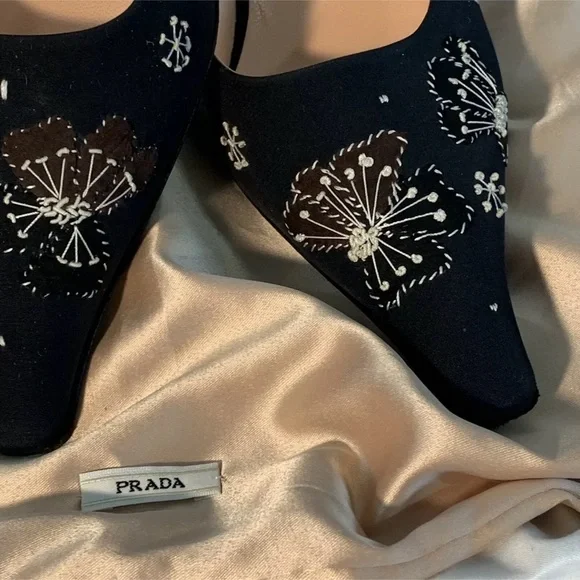 PRADA Womens Black Heels Pumps Sling back Shoes Size 38.5 $700 MSRP - Picture 5 of 9